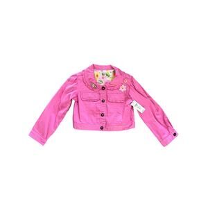 NWT Vintage Disney Store Princess Embroidered Pink Jacket 5T Tiara Floral Ruffle